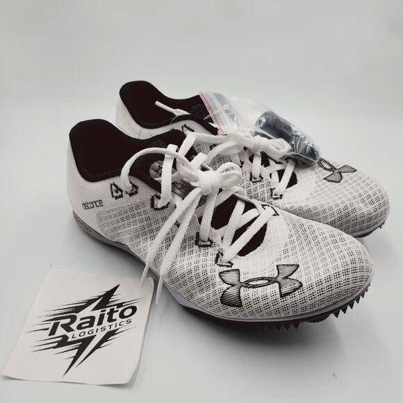 Mens Size 7 Under Armour Kick Distance 4 Track Shoes White 3025460-100 Women 8.5 main image 4